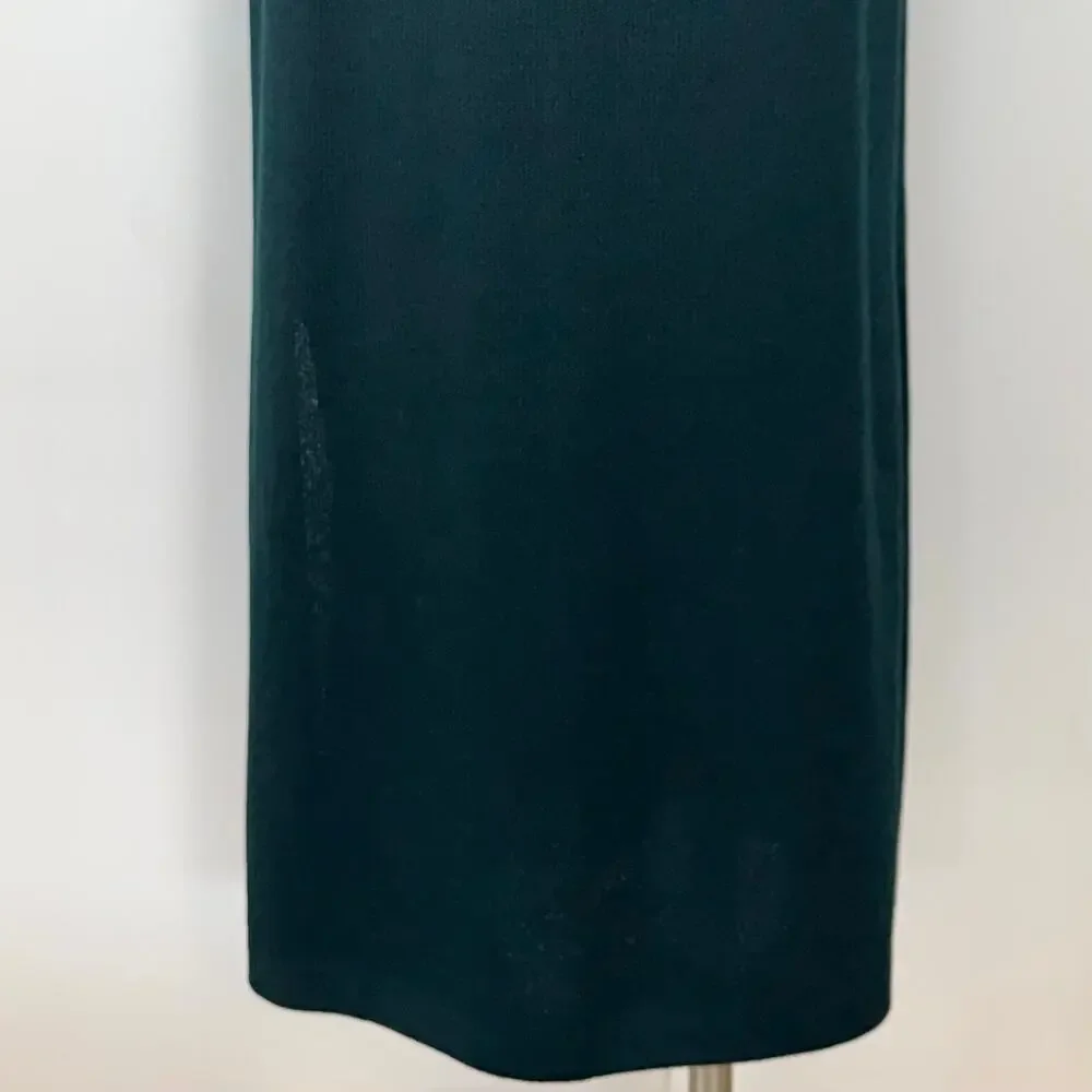 St. John Knit Maxi Skirt Side Slit Santana Wool Blend Dark Teal Green Size: M
